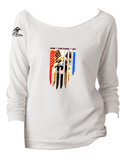 God * Country * K9, German Shepherd, Ladies cut-away neckline sweatshirt