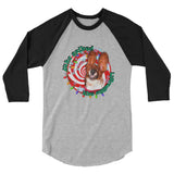 Basset Hound on Eggnog 3/4 sleeve raglan shirt