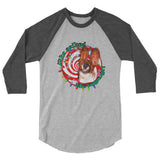 Basset Hound on Eggnog 3/4 sleeve raglan shirt