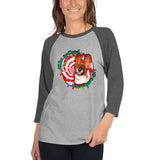 Basset Hound on Eggnog 3/4 sleeve raglan shirt