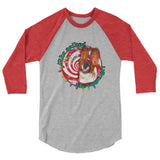 Basset Hound on Eggnog 3/4 sleeve raglan shirt