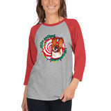 Basset Hound on Eggnog 3/4 sleeve raglan shirt