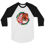 Basset Hound on Eggnog 3/4 sleeve raglan shirt