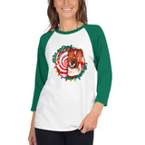 Basset Hound on Eggnog 3/4 sleeve raglan shirt