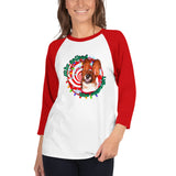 Basset Hound on Eggnog 3/4 sleeve raglan shirt
