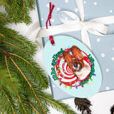 Basset Hound on Eggnog, Wooden ornaments