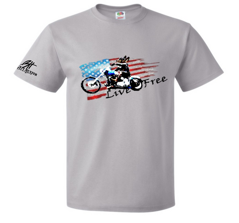 Live Free, Bloodhound Biker T-Shirt, (unisex & ladies' styles)
