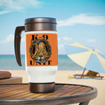 Bloodhound K9 Unit Orange Stainless Steel Travel Mug with Handle, 14oz