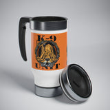 Bloodhound K9 Unit Orange Stainless Steel Travel Mug with Handle, 14oz